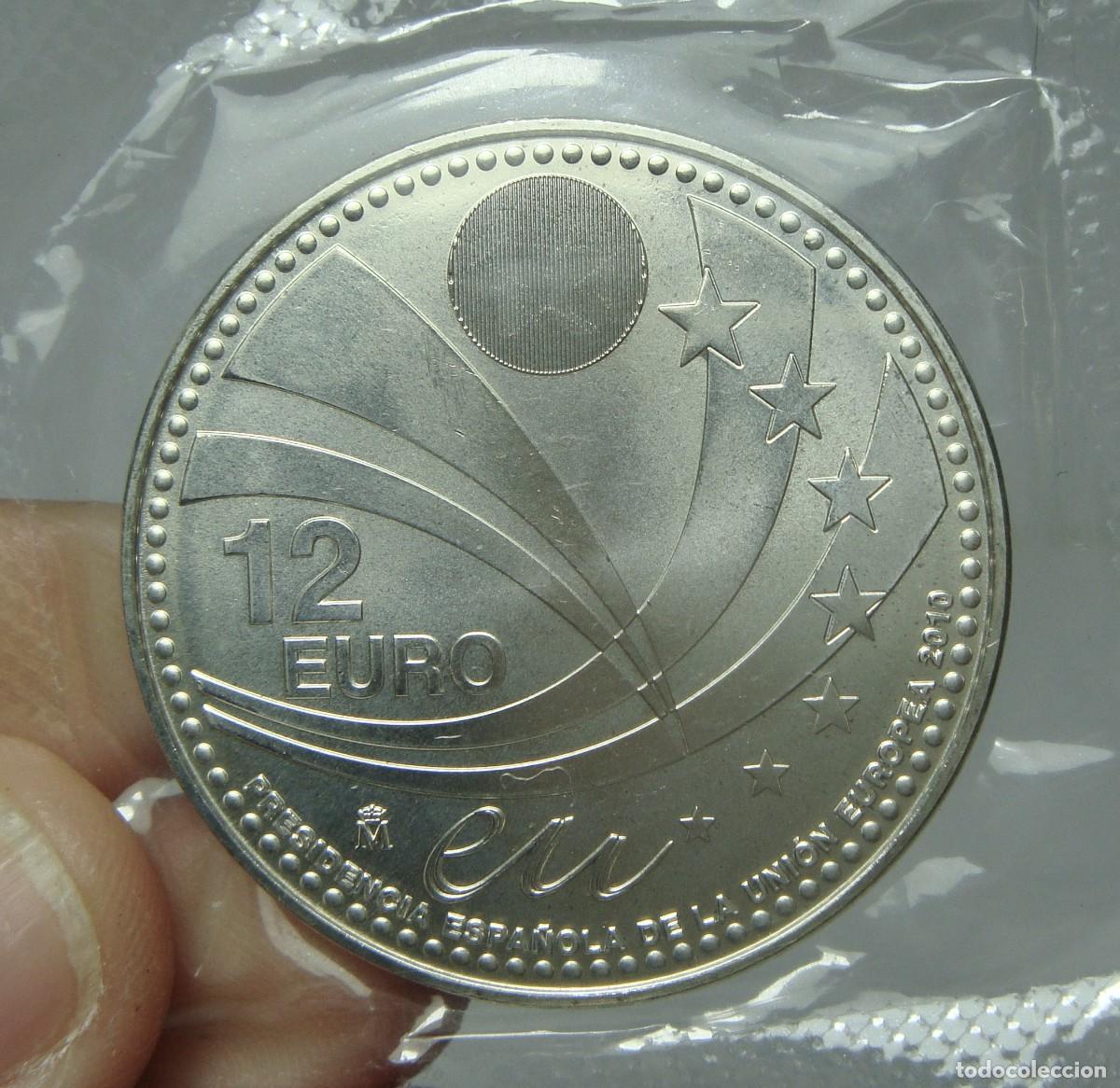 Monedas Juan Carlos I: 12 &euro;. PLATA .925. Juan Carlos I y Sofia. 2010. Presidencia espa&ntilde;ola de la UE