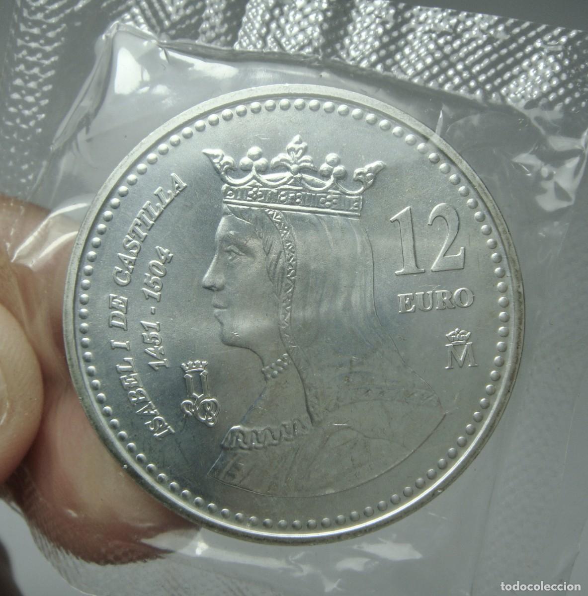 Monedas Juan Carlos I: 12 &euro;. PLATA .925. Juan Carlos I y Sofia. V Centenario de la muerte de Isabel I de Castilla.