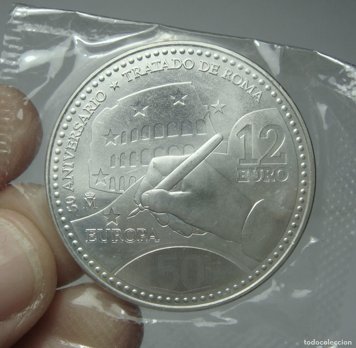 Monedas Juan Carlos I: 12 &euro;. PLATA .925. Juan Carlos I y Sofia. 2007. 50&ordm; Aniversario del Tratado de Roma