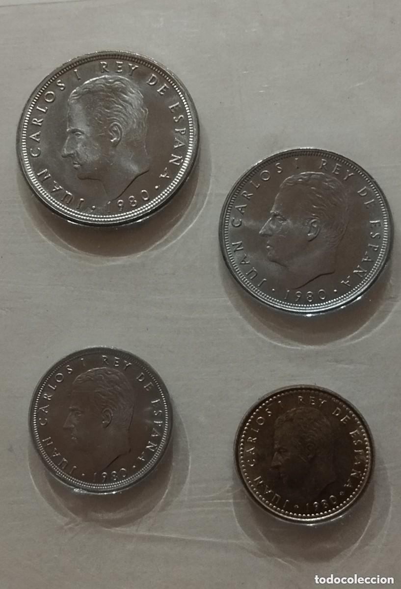 Monete Juan Carlos I: LOTE DE CUATRO MONEDAS DE 1-5-25 Y 50 PESETAS JUAN CARLOS I 1980 ESTRELLA 82 MUNDIAL SIN CIRCULAR
