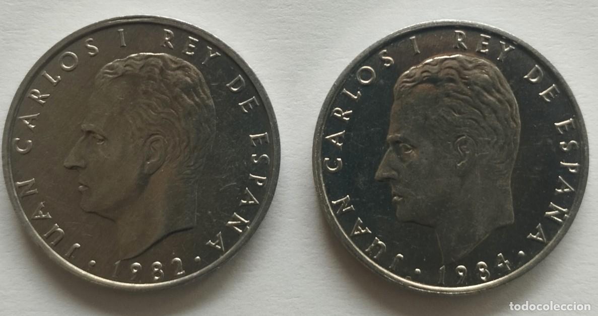 Moedas Juan Carlos I: LAS DOS MONEDAS DE DOS PESETAS JUAN CARLOS I 1982 Y 1984 SIN CIRCULAR
