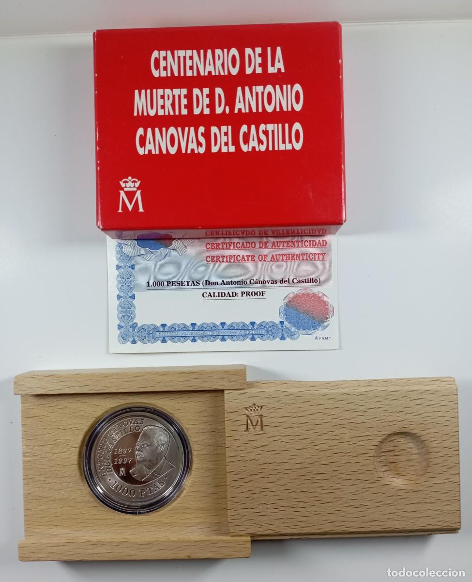 Monedas Juan Carlos I: Moneda de Espa&ntilde;a 1.000 pesetas 1997 de plata (Centenario Don Antonio C&aacute;novas del Castillo)