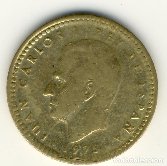 Moedas Juan Carlos I: JUAN CARLOS I - 1 PESETA DE 1975 CON ACU&Ntilde;ACI&Oacute;N EMPASTADA