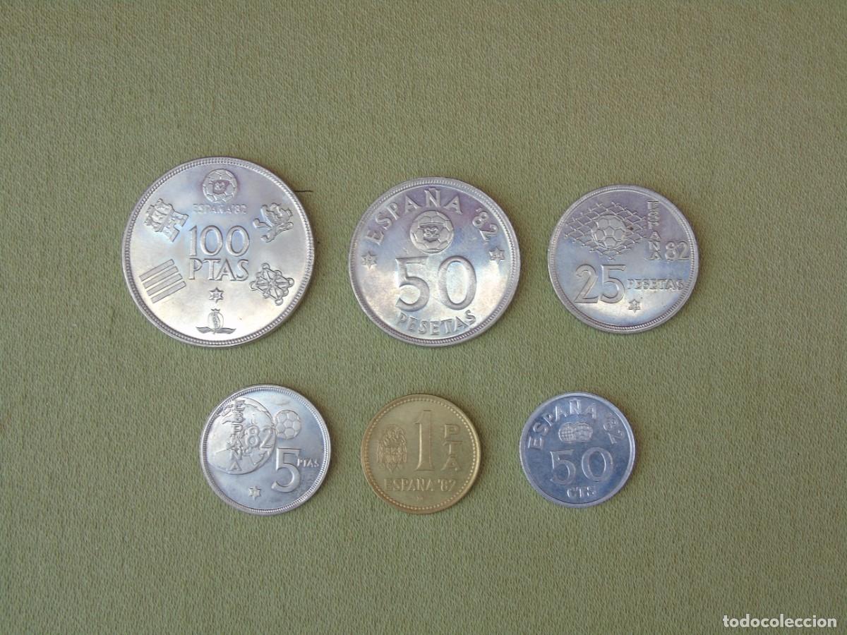 Monedas Juan Carlos I: LOTE DE MONEDAS MUNDIAL 82. 100PTS * 80, 50PTS * 80, 25PTS *80, 5PTS *80, 1PTS * 82, 50CTS *80