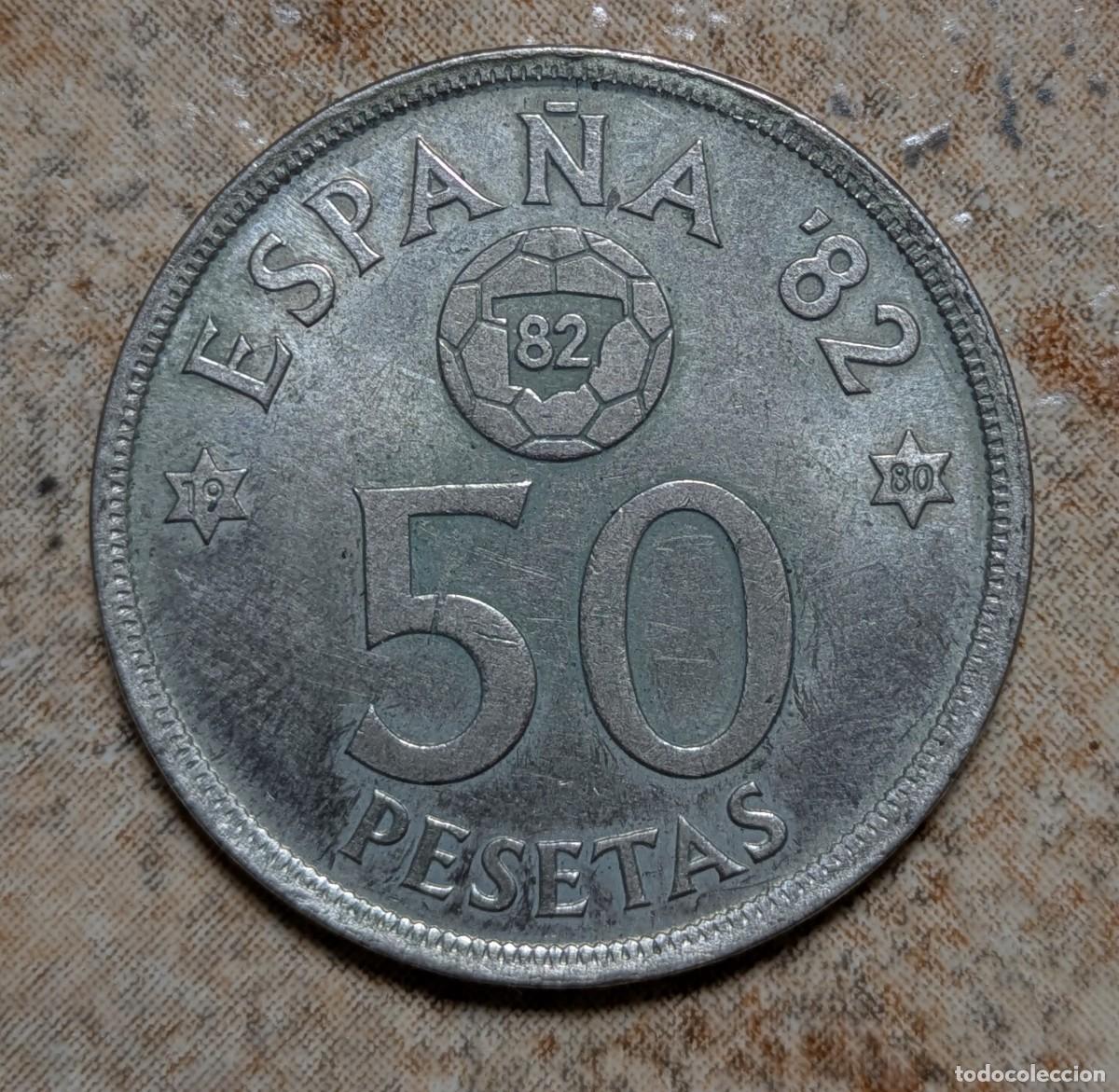 Monedas Juan Carlos I: Moneda 50 pesetas Espa&ntilde;a 82 estrella 80