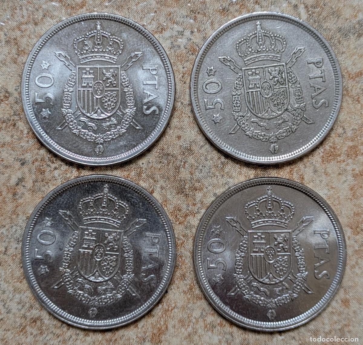 Monedas Juan Carlos I: Lote 4 monedas 50 pesetas de 1975. Estrellas 76 y 78