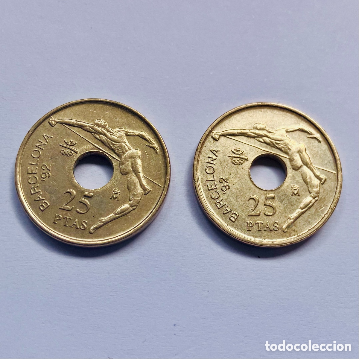 M&uuml;nzen unter Juan Carlos I: 2 Monedas 25 pesetas Barcelona 92 Salto de altura