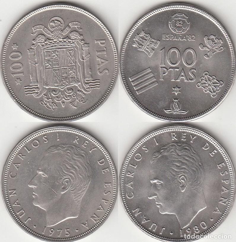 Monedas Juan Carlos I: 2 MONEDAS DE 100 PESETAS DE LOS A&Ntilde;OS 1975 Y 1980