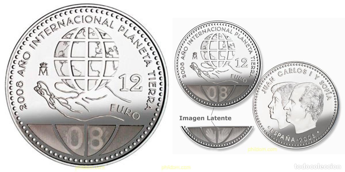 Monedas Juan Carlos I: 1713 ESPA&Ntilde;A 2008 12 EUROS 2008 A&Ntilde;O INTERNACIONAL DEL PLANETA TIERRA