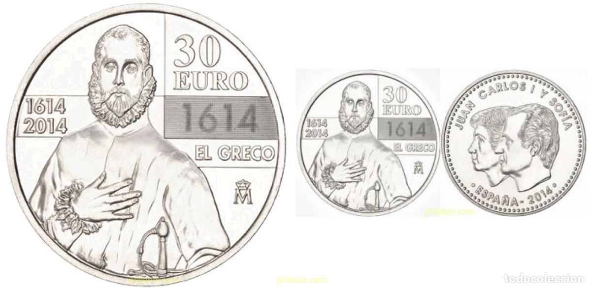 Monedas Juan Carlos I: 1490 ESPA&Ntilde;A 2014 MONEDA 30 EUROS 2014 EL GRECO.