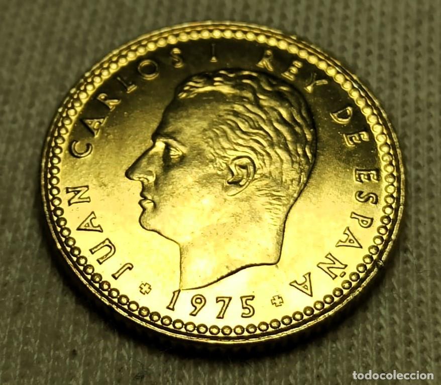 Moedas Juan Carlos I: Lote 3 monedas &bull; 1 Peseta 1975(78) &bull; Espa&ntilde;a + Variantes Chile y Gran Breta&ntilde;a &bull; SC &bull; Lote 1845
