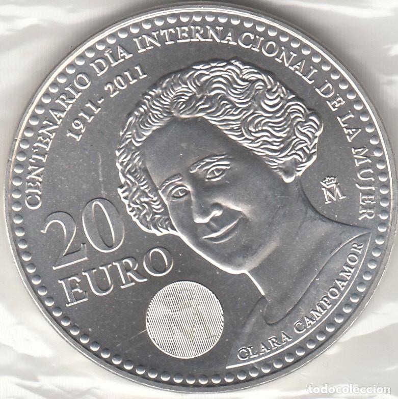 Moedas Juan Carlos I: ESPA&Ntilde;A: 20 EUROS 2011 - CENTENARIO DIA INTERNACIONAL DE LA MUJER / PLATA