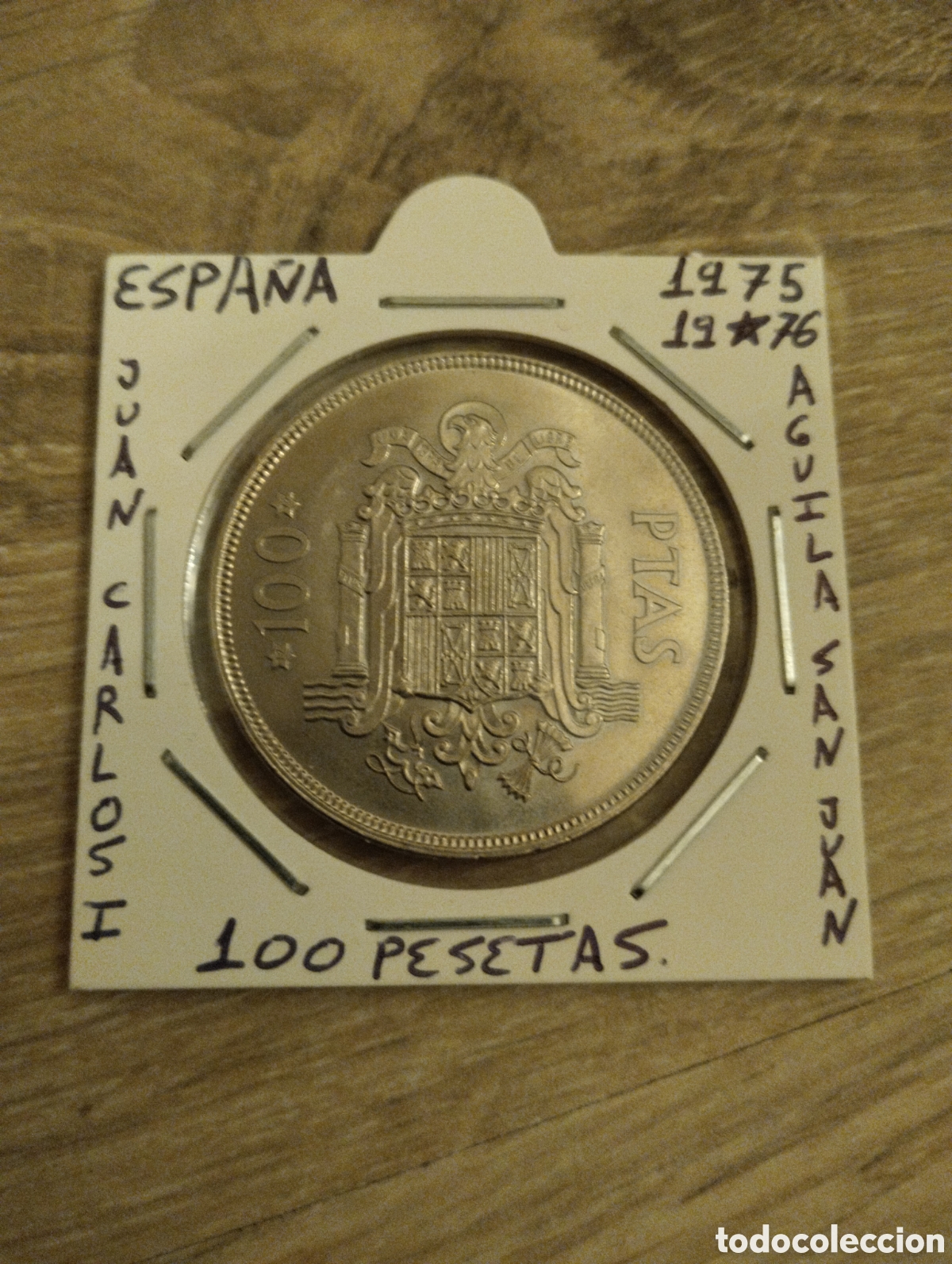 Monedas Juan Carlos I: Moneda 100 pesetas Espa&ntilde;a a&ntilde;o 1975 estrella 76 ebc encartonada