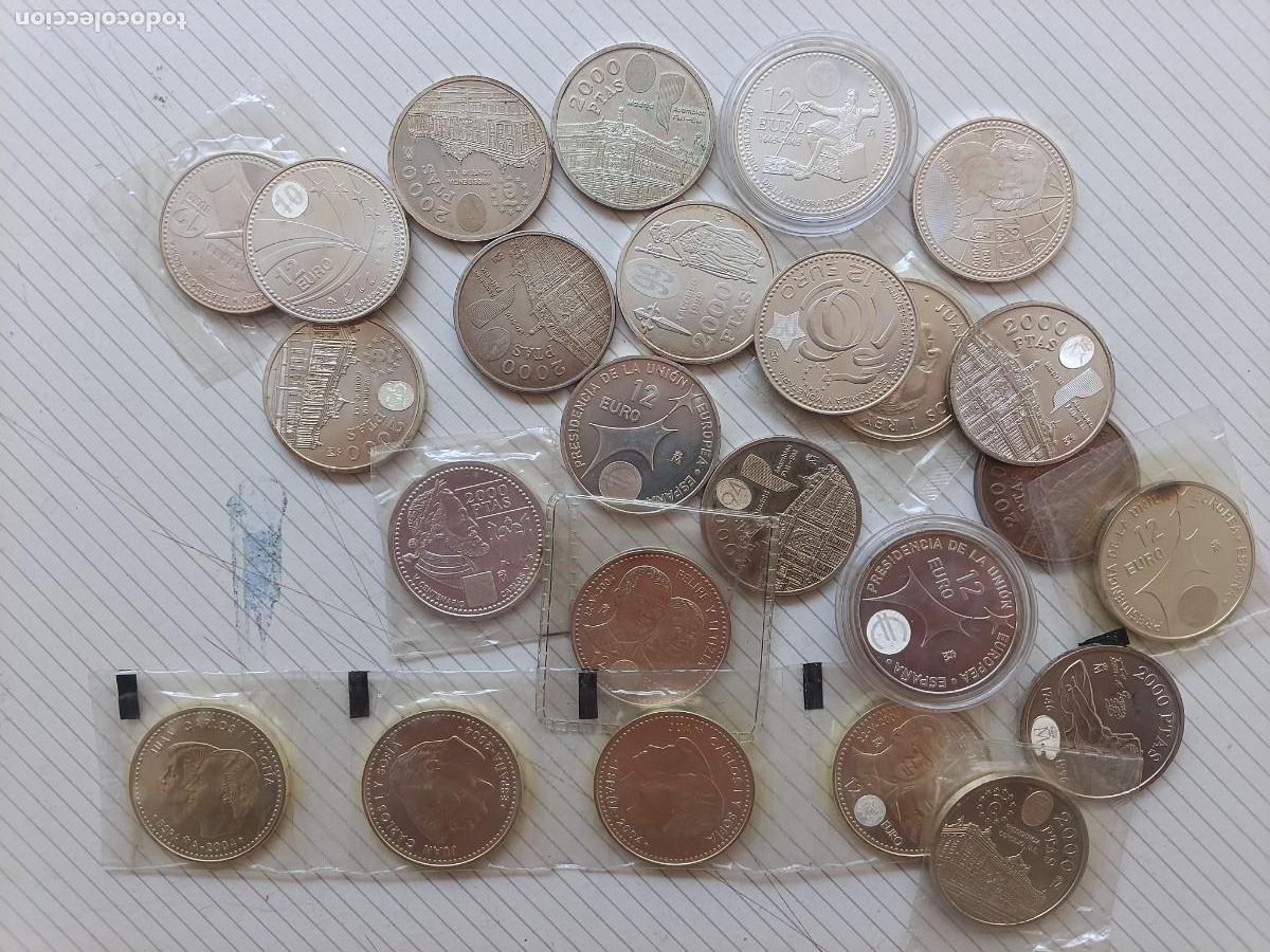 M&uuml;nzen unter Juan Carlos I: Lote de 25 monedas de 2000 pesetas y 12 Euros de plata