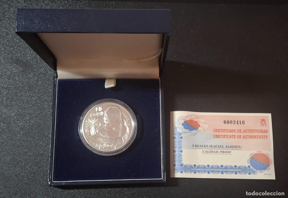 Monedas Juan Carlos I: Espa&ntilde;a 10 Euro 2002 8 Reales Rafael Alberti (PROOF)