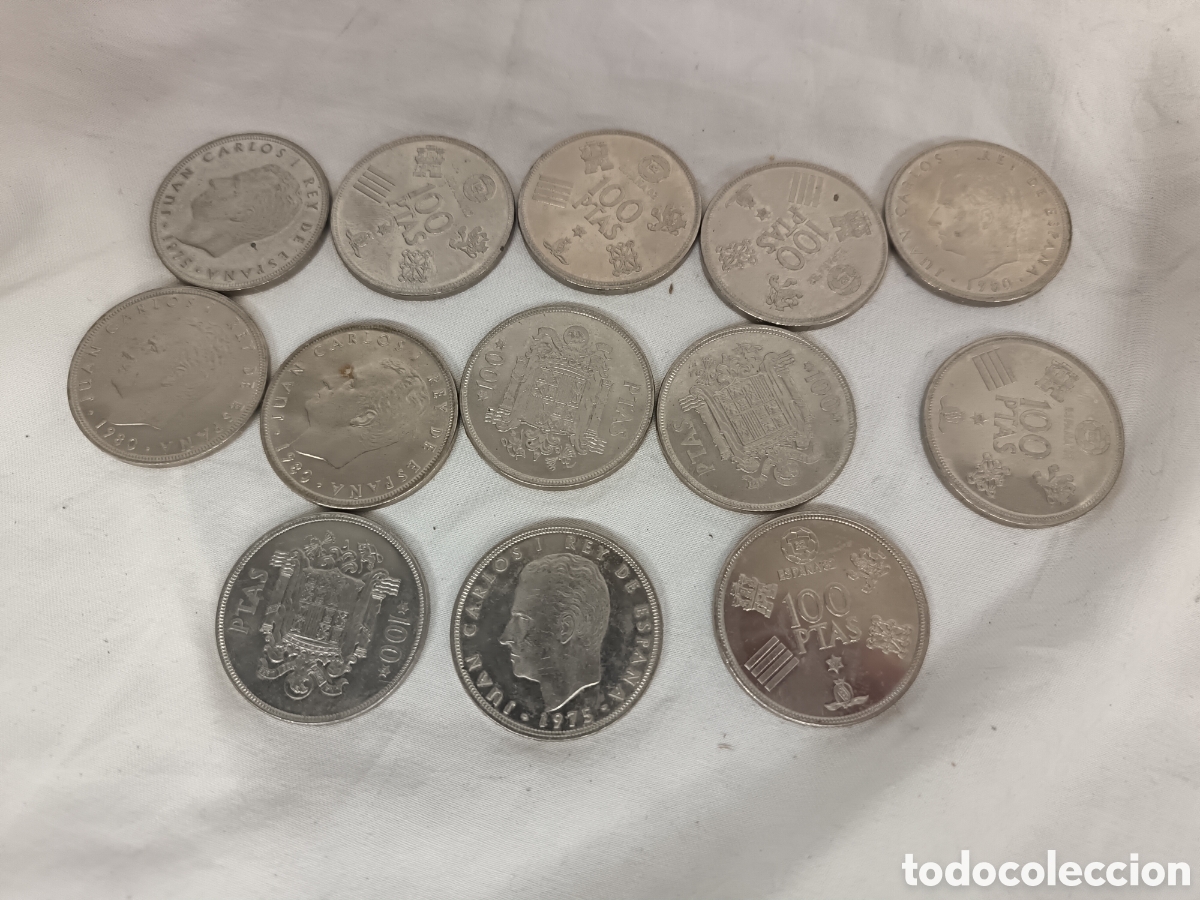 Monedas Juan Carlos I: lote de 13 monedas de 100 pesetas, hay de 1980 y 1975, las fotografiadas