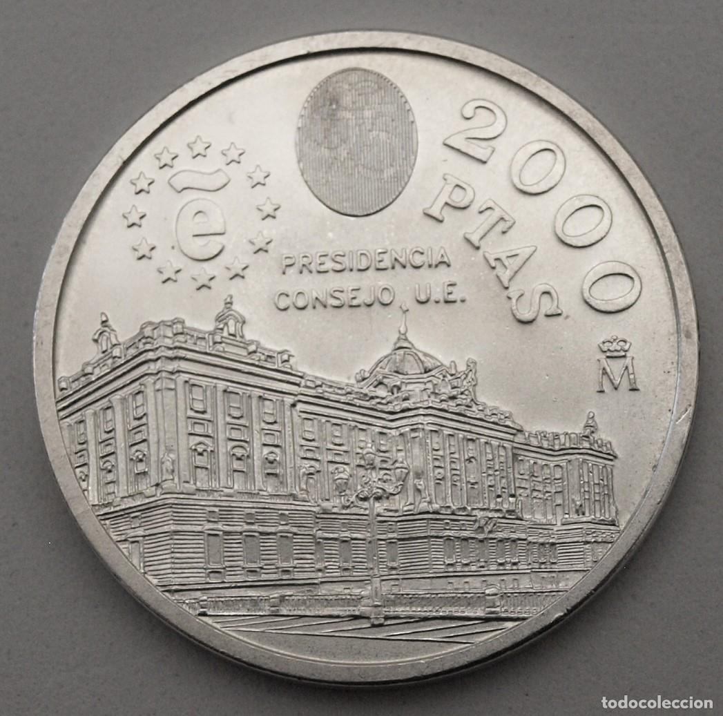 Monedas Juan Carlos I: MONEDA DE PLATA DE 2000 PESETAS 1995. PRESIDENCIA CONSEJO U.E. VER FOTOS Y DESCRIPCION