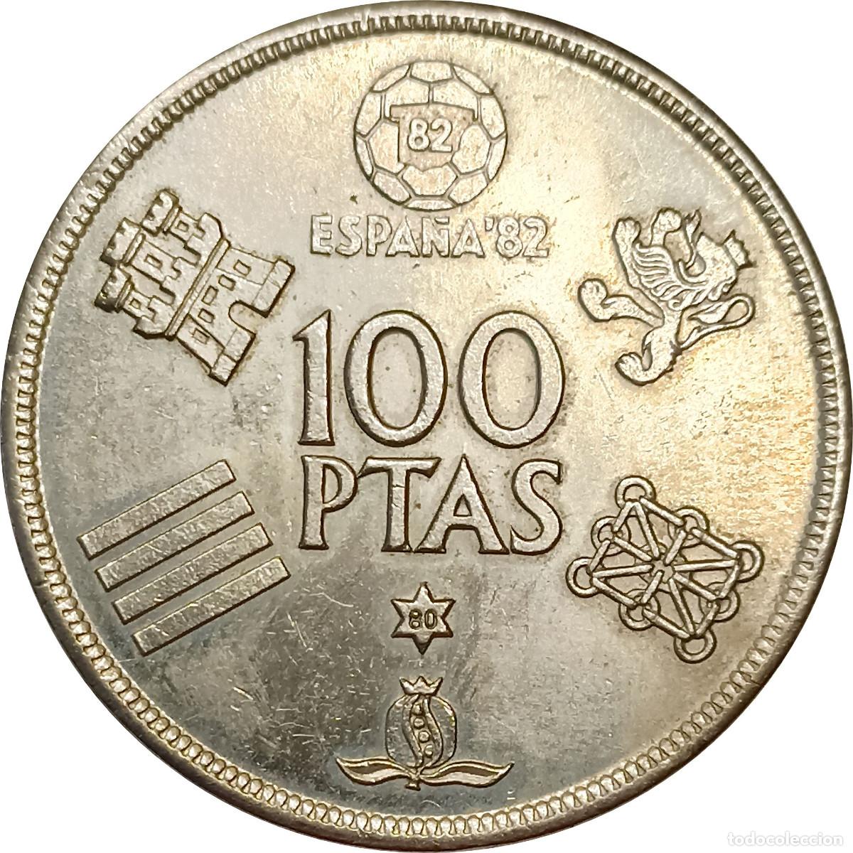Monedas Juan Carlos I: &Omega; Espa&ntilde;a. 100 pesetas de 1980 *80 (Espa&ntilde;a' 82). KM# 820. (529).