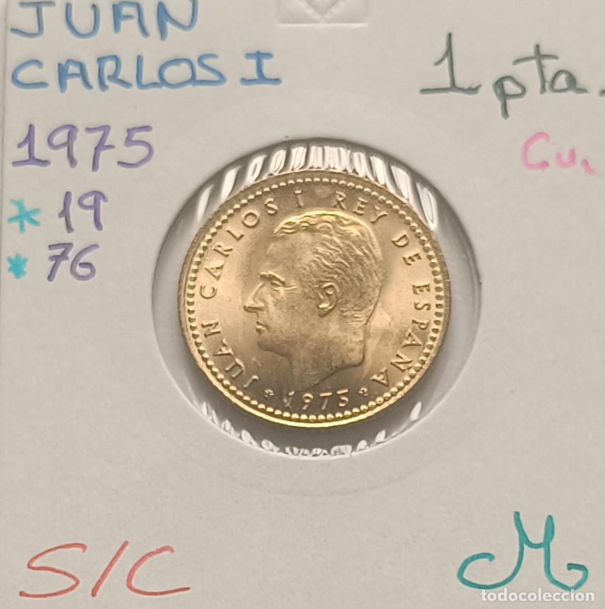 Monedas Juan Carlos I: 1 peseta Juan Calor 1975 estrella 76, sin circular, S/C encartonada