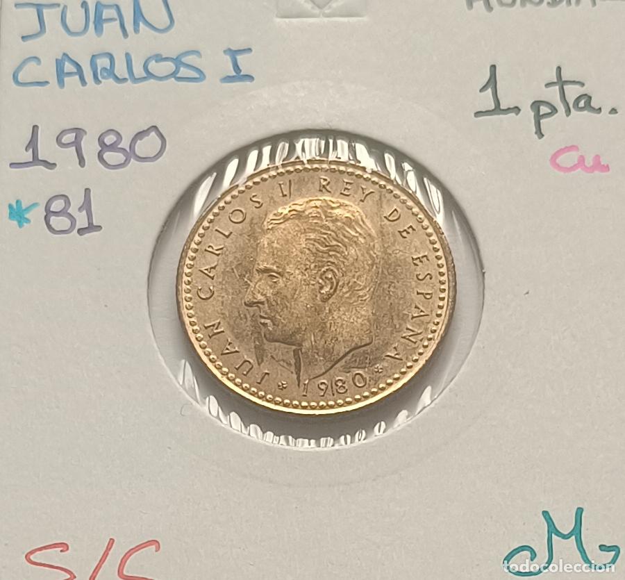 Monedas Juan Carlos I: 1 peseta Juan Calor 1980 estrella 81, sin circular, S/C encartonada