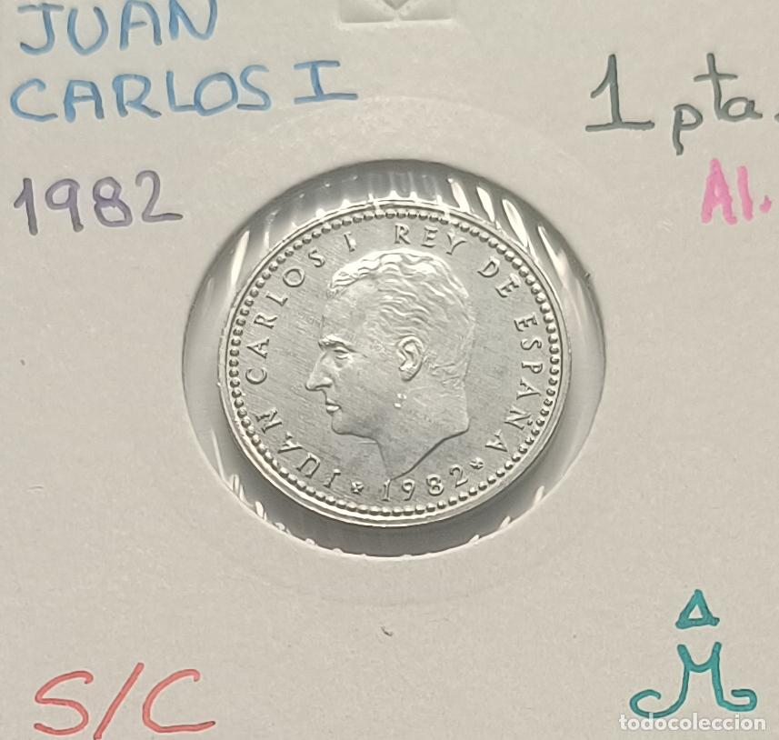 Monedas Juan Carlos I: 1 peseta Juan Carlos I, 1982 Alumnio, sin circular, S/C encartonada