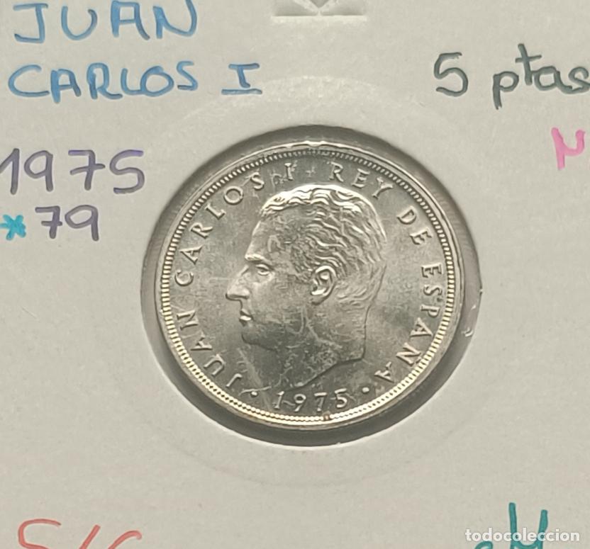 Monedas Juan Carlos I: 5 pesetas Juan Carlos I, 1975 estrella 1979, sin circular, S/C encartonada
