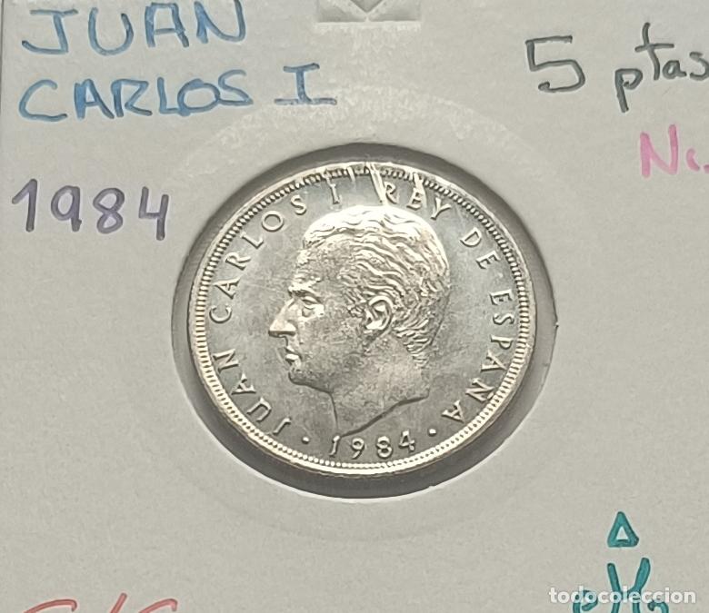 Monedas Juan Carlos I: 5 pesetas Juan Carlos I, 1984 , sin circular, S/C encartonada