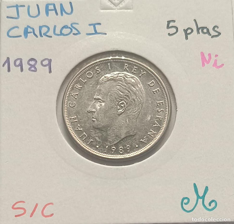 Monedas Juan Carlos I: 5 pesetas Juan Carlos I, 1989 , sin circular, S/C encartonada