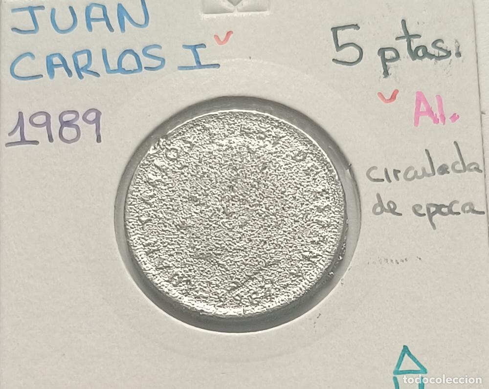 Monedas Juan Carlos I: 5 pesetas Juan Carlos I, 1989 - ERROR muy raro en Aluminio- , encartonada