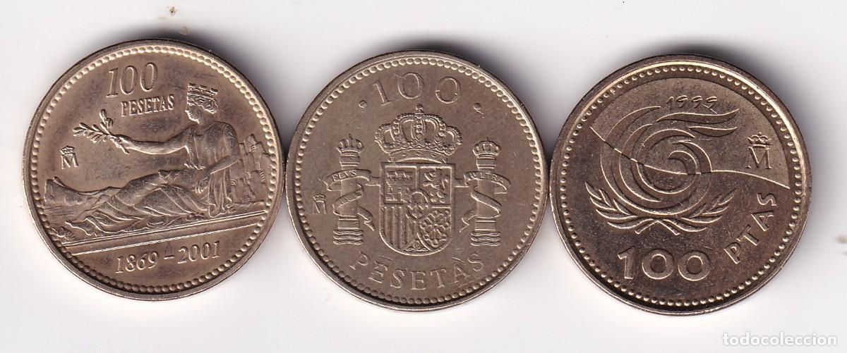 Monedas Juan Carlos I: 3 MONEDAS DE 100 PESETAS - A&Ntilde;O 1999-2000-2001 - FOTO ADICIONAL