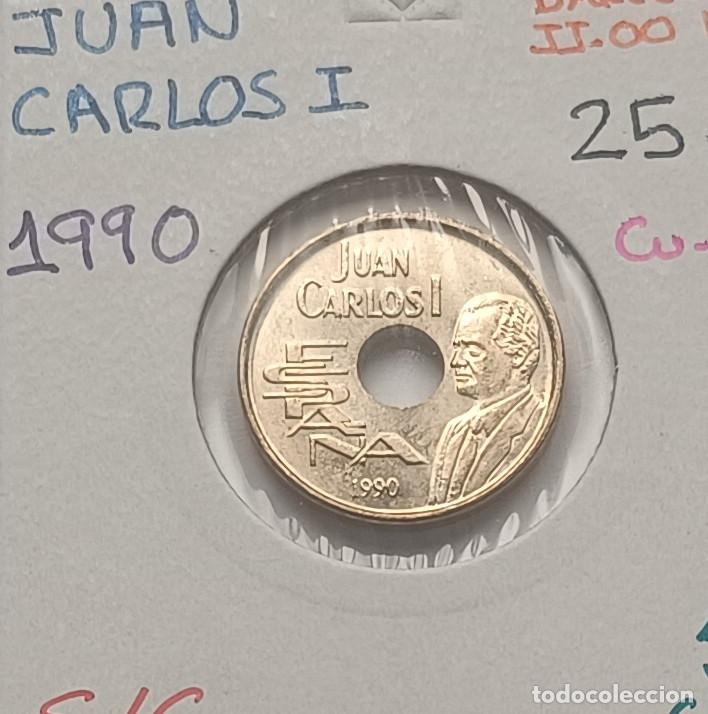 Monedas Juan Carlos I: 25 pesetas Juan Carlos I, 1990 , sin circular, S/C encartonada
