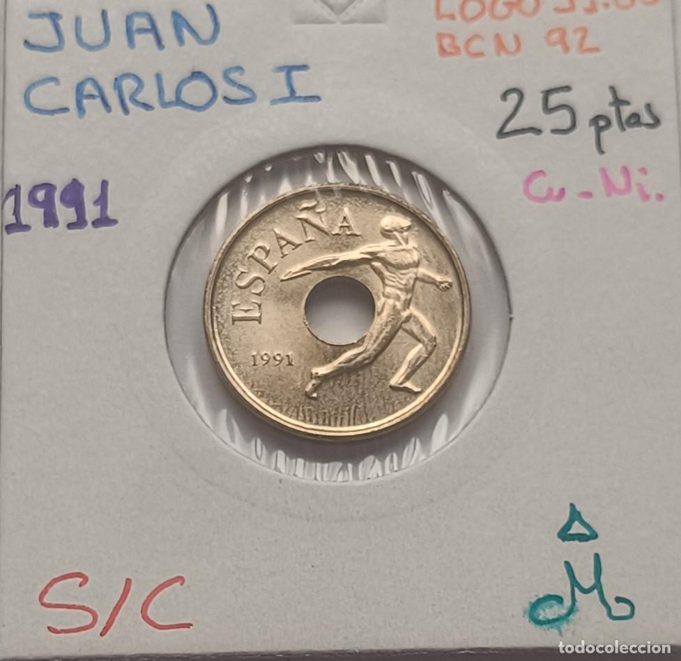 Monedas Juan Carlos I: 25 pesetas Juan Carlos I, 1991 , Juegos Ol&iacute;mpicos, sin circular, S/C encartonada