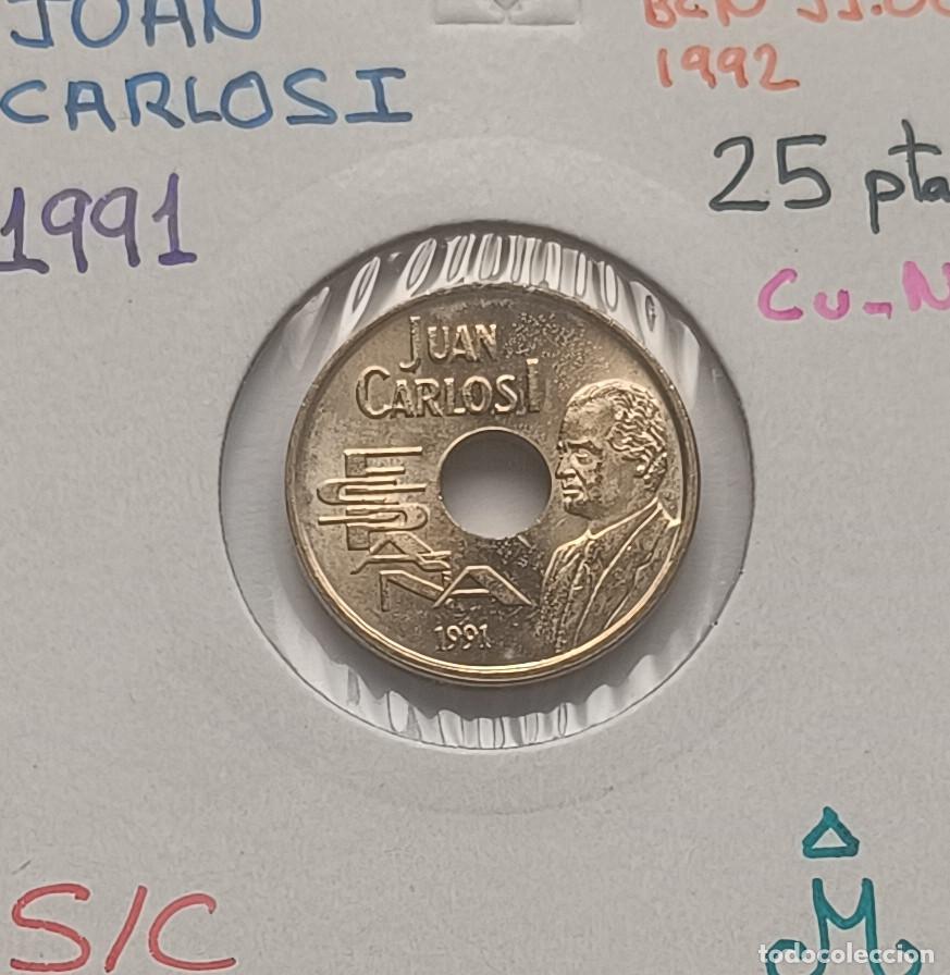 Monedas Juan Carlos I: 25 pesetas Juan Carlos I, 1991 , sin circular, S/C encartonada