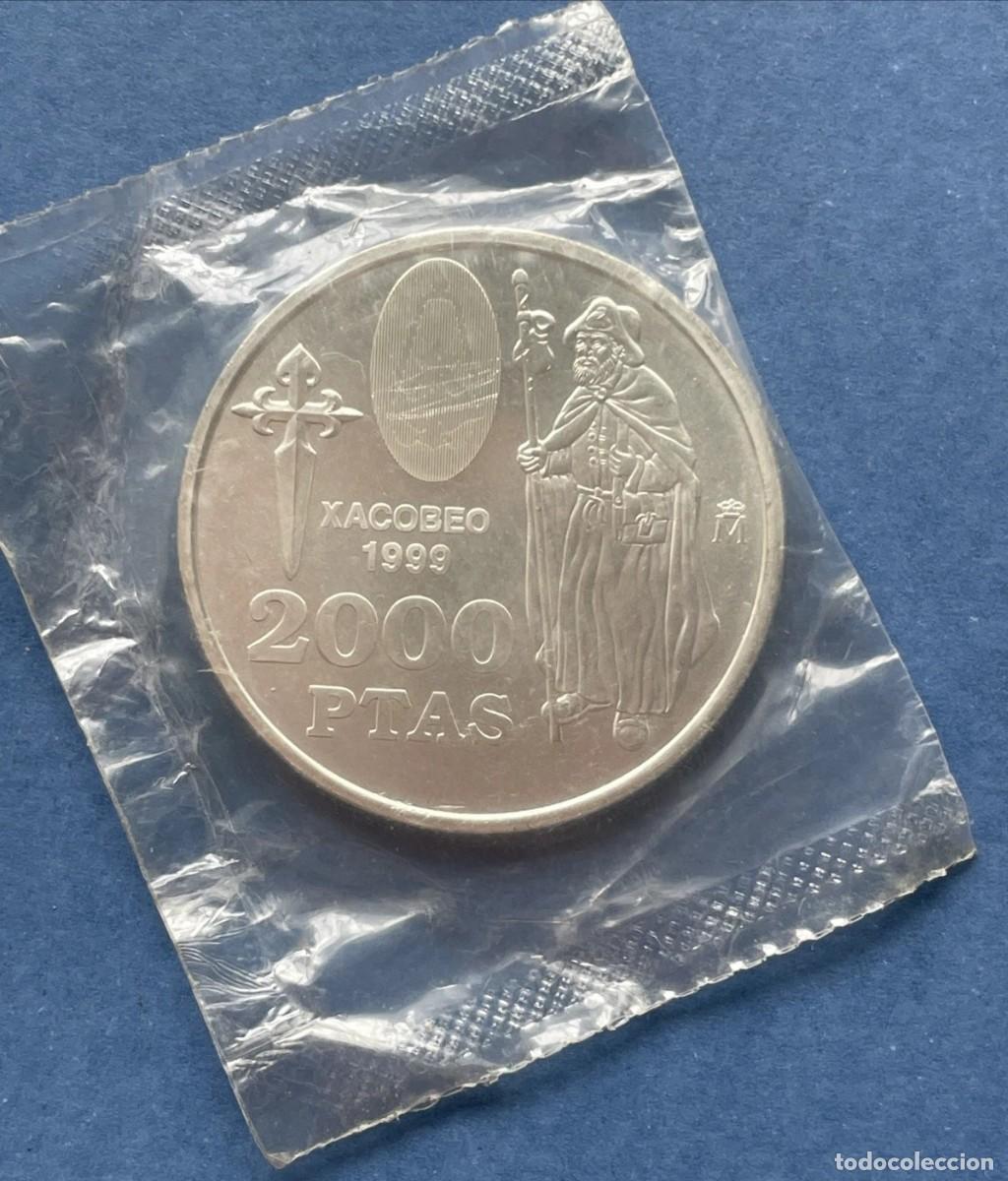 Moedas Juan Carlos I: MONEDA PLATA 2000 PESETAS 1999 JACOBEO