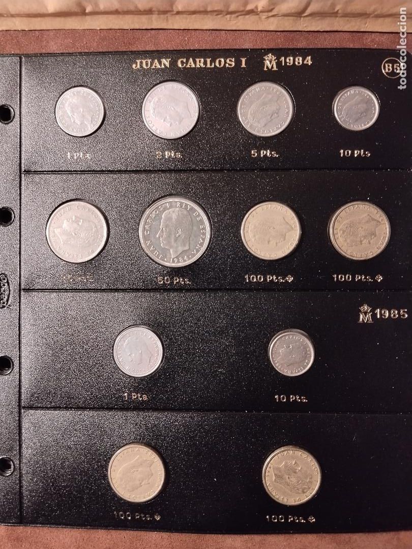 Monnaies Juan Carlos I: Lote de monedas Juan Carlos I (1984&ndash;1985) en estuche expositor &ndash; Muy buen estado