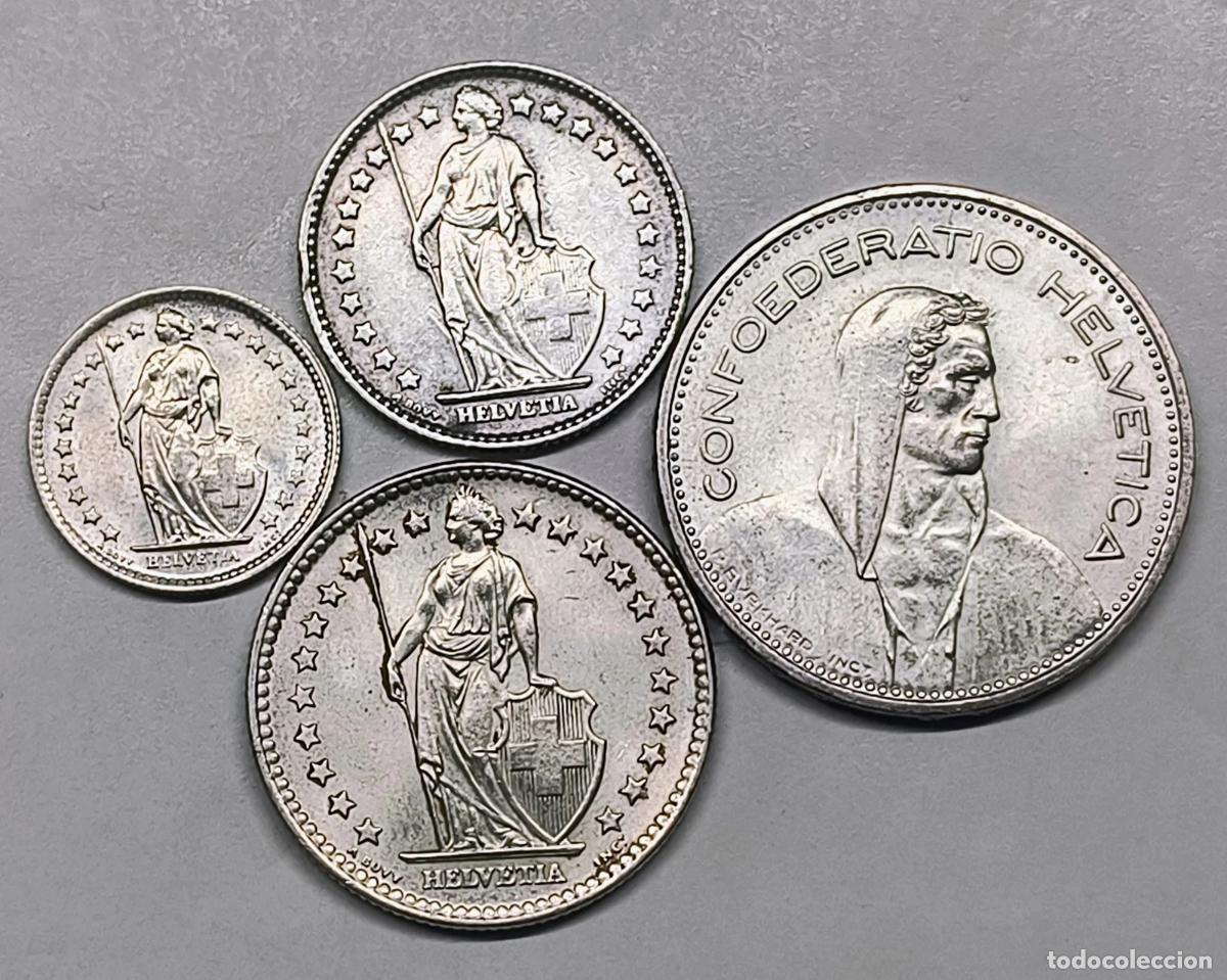 Moedas Juan Carlos I: Lote Francos Suizos Plata Helvetia y Cruz 1963-1965