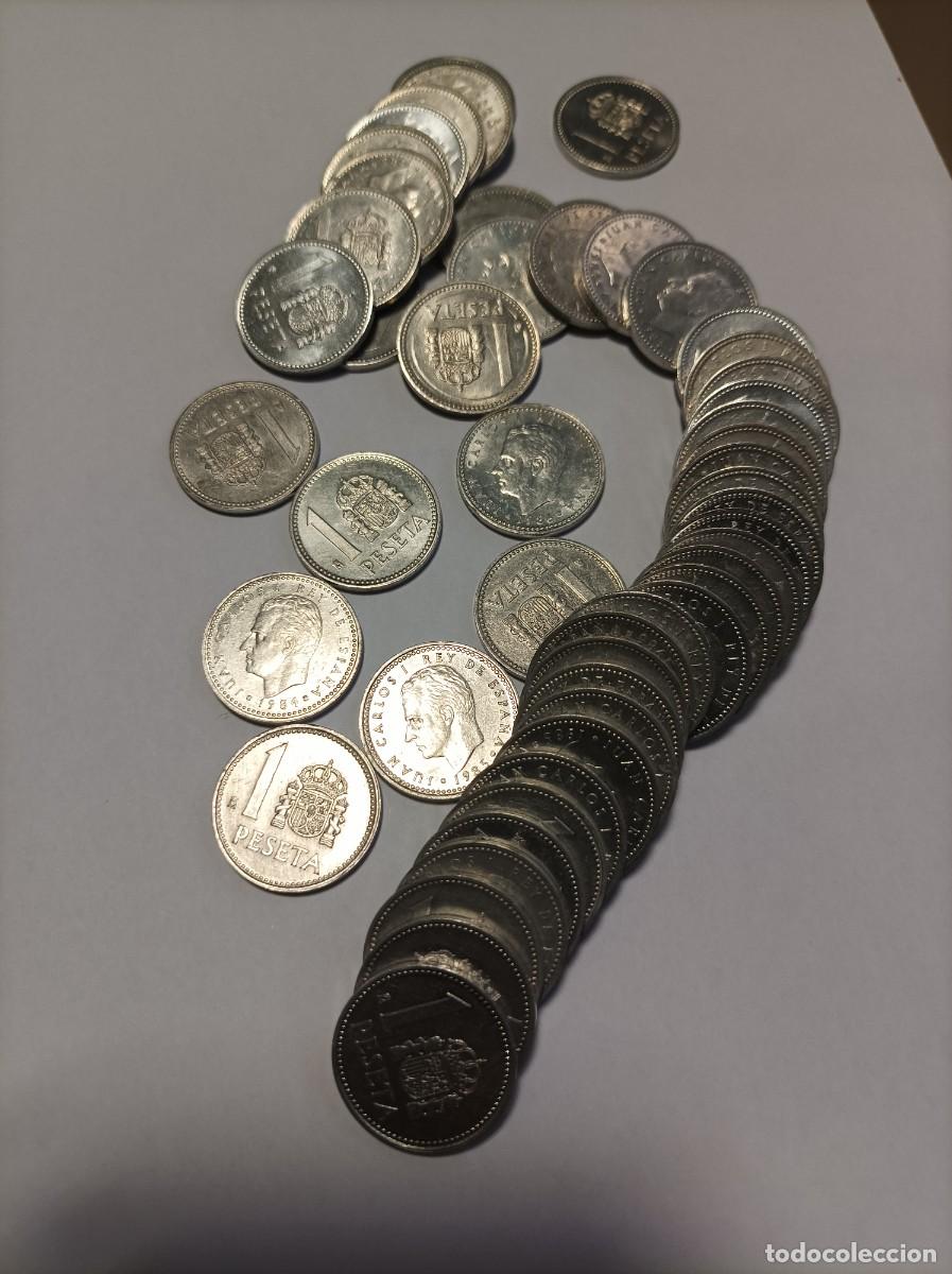 Monedas Juan Carlos I: Lote de 50 monedas de 1 pta. Aluminio