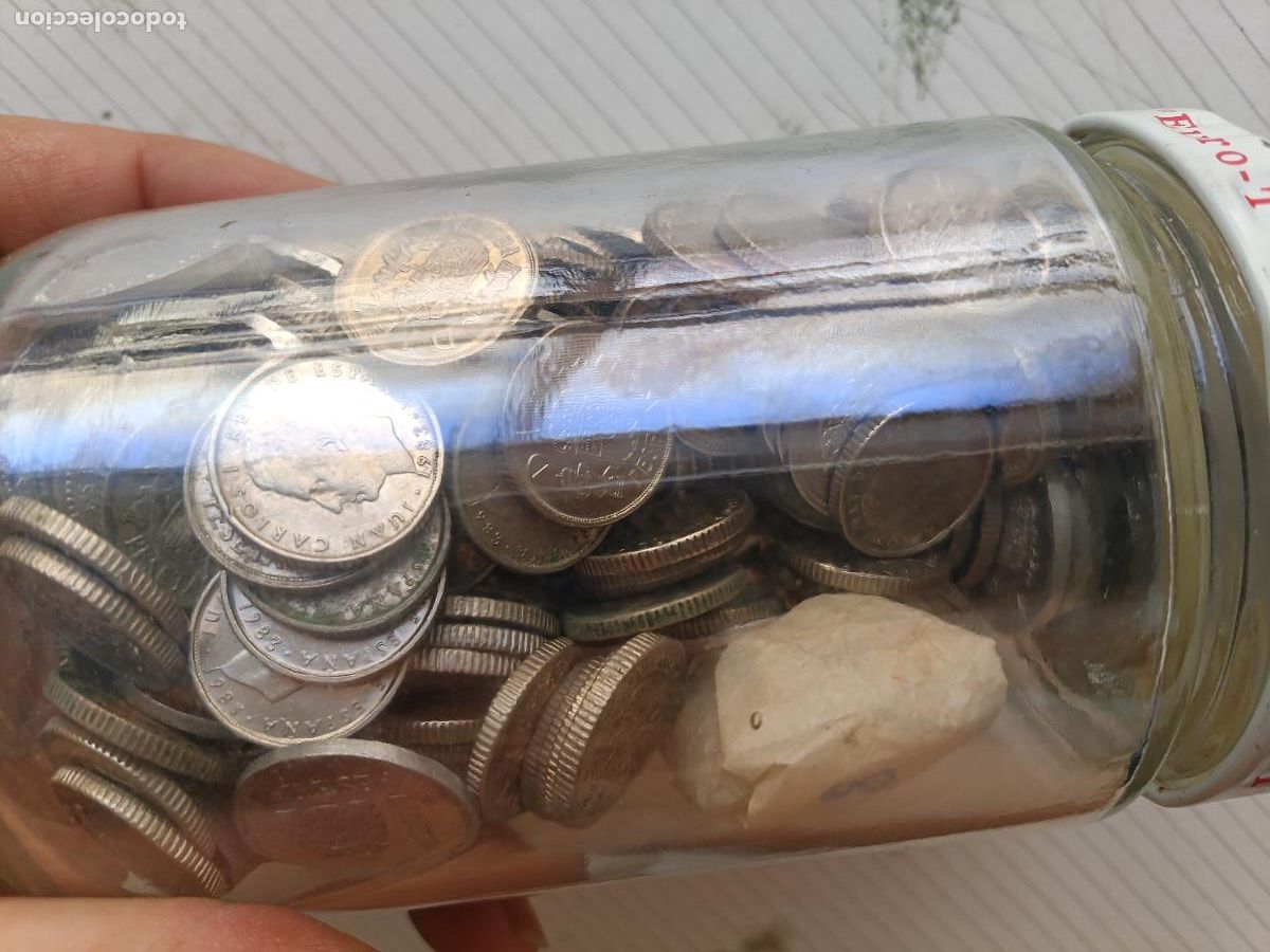 Monedas Juan Carlos I: Bote lleno de monedas de 10 pesetas Juan Carlos I