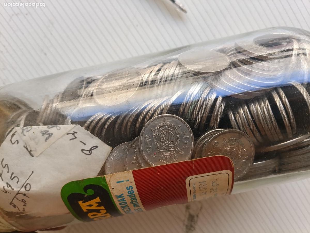Monedas Juan Carlos I: Bote lleno de monedas de 5 pesetas Juan Carlos I estrella 78