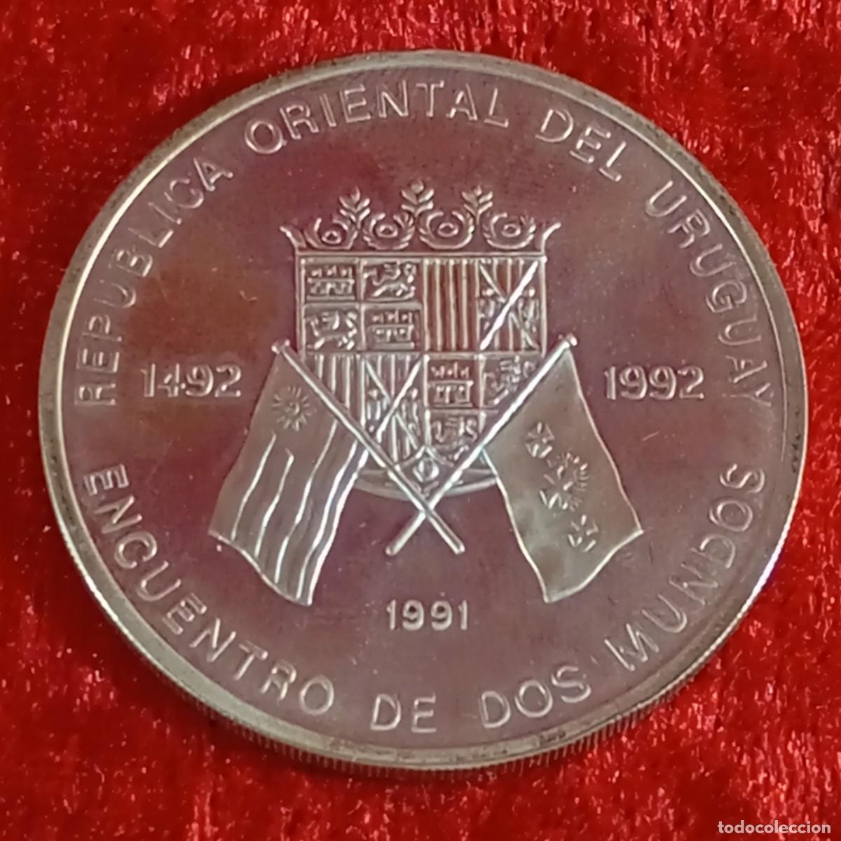 Moedas Juan Carlos I: ENCUENTRO DE DOS MUNDOS - 50.000 - 1991 - URUGUAY - 27 G - PLATA - INVERSI&Oacute;N / 11