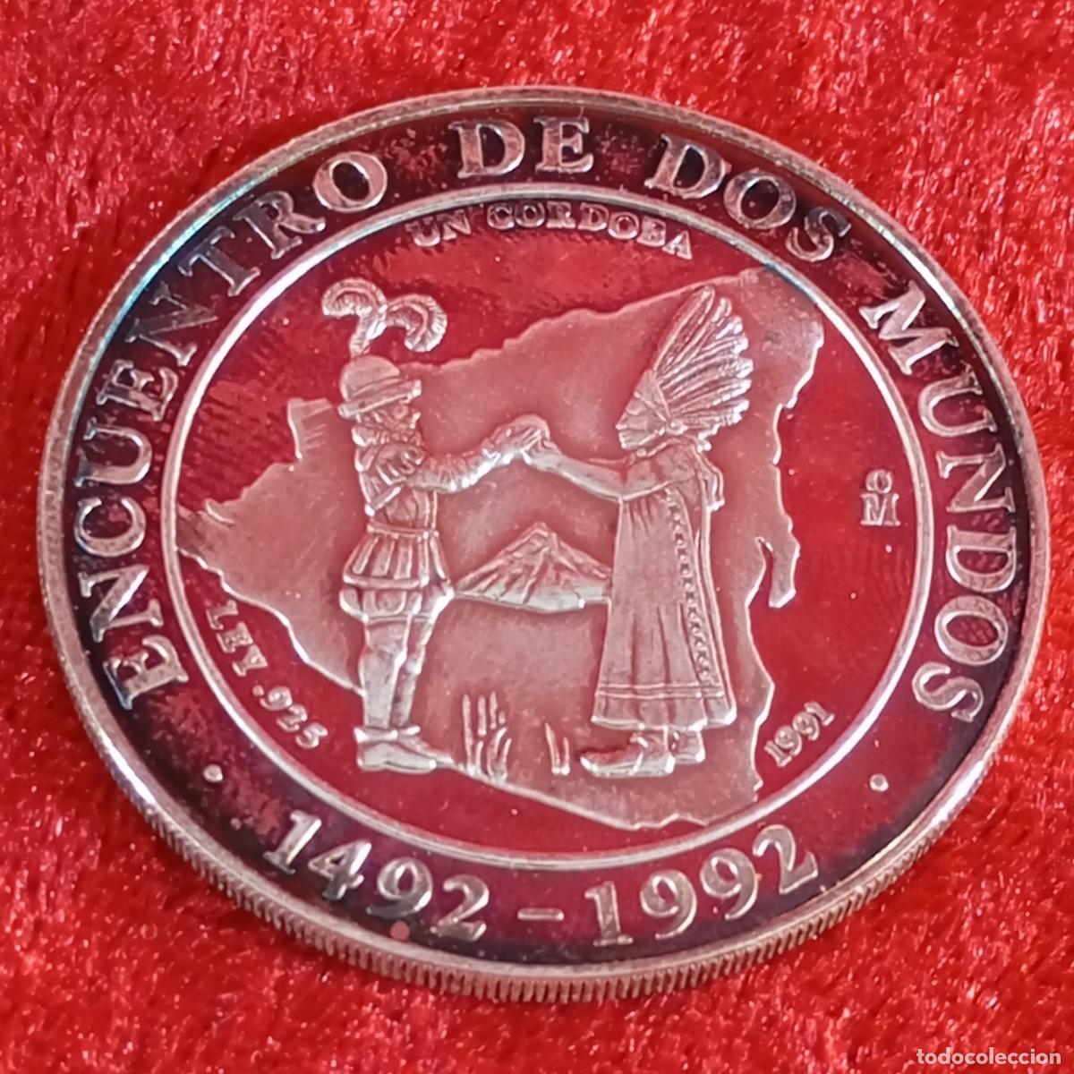 Monedas Juan Carlos I: ENCUENTRO DE DOS MUNDOS 1492-1992 - REPUBLICA NICARAGUA - 1991 - 27 G - PLATA - INVERSI&Oacute;N / 18