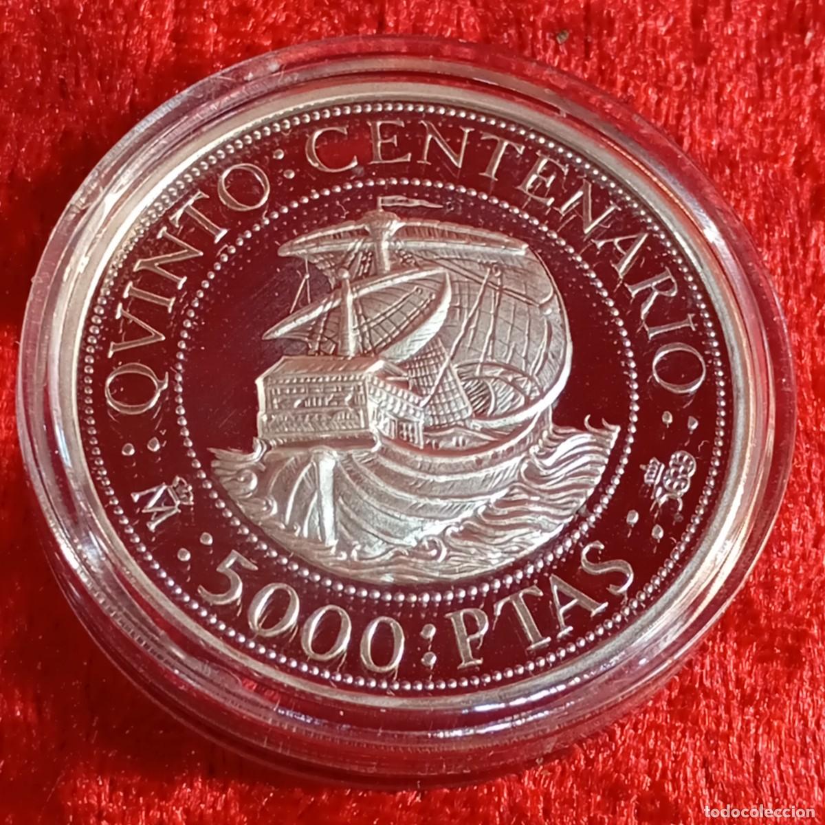 Monedas Juan Carlos I: MONEDA PLATA - QUINTO CENTENARIO - 1989 - ESPA&Ntilde;A - 5000 PTAS - 54 GRAMOS PLATA / 57