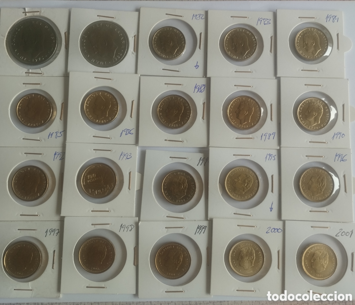 Monedas Juan Carlos I: LAS 20 MONEDAS DE 100 PESETAS JUAN CARLOS I 1975 AL 2001 TODAS LAS QUE SE ACU&Ntilde;ARON SIN CIRCULAR