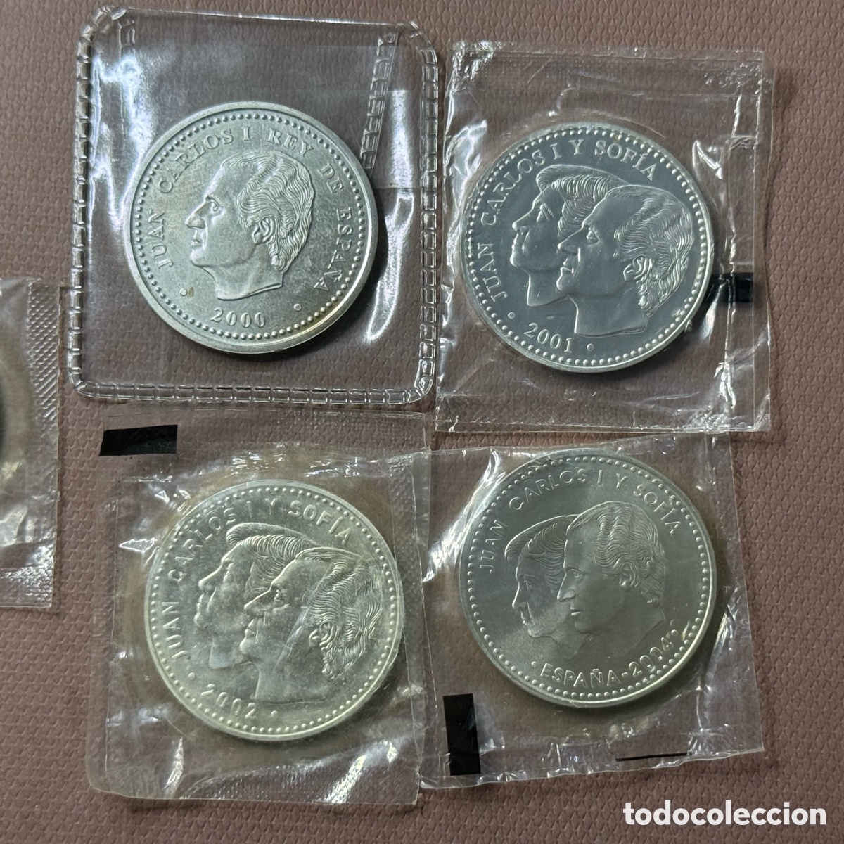 Monedas Juan Carlos I: Lote de 5 monedas de plata de 2000 pesetas / 12 Euro - Espa&ntilde;a