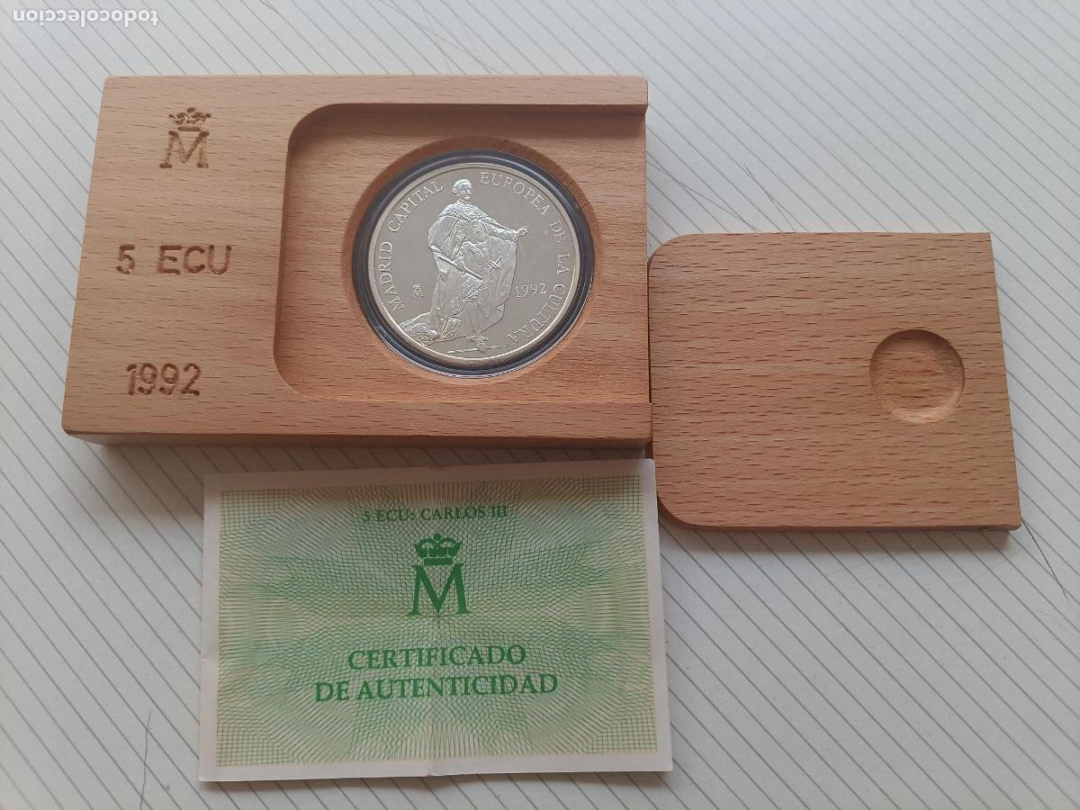 Monete Juan Carlos I: 5 ecu de plata de 1992 en estuche + certificado