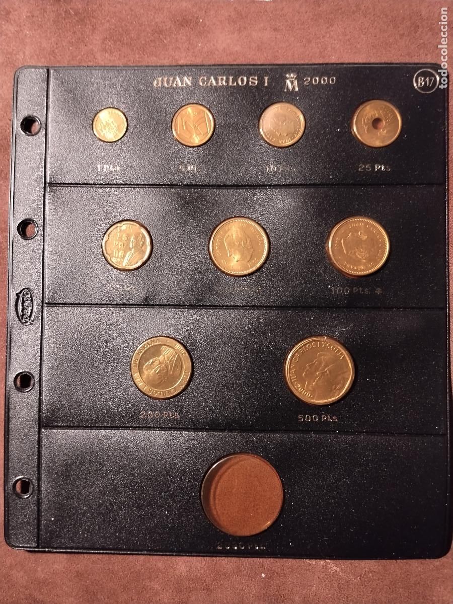 Monedas Juan Carlos I: Estuche con las 9 monedas de pesetas de 2000 &ndash; Juan Carlos I (falta la de 2000 pesetas)