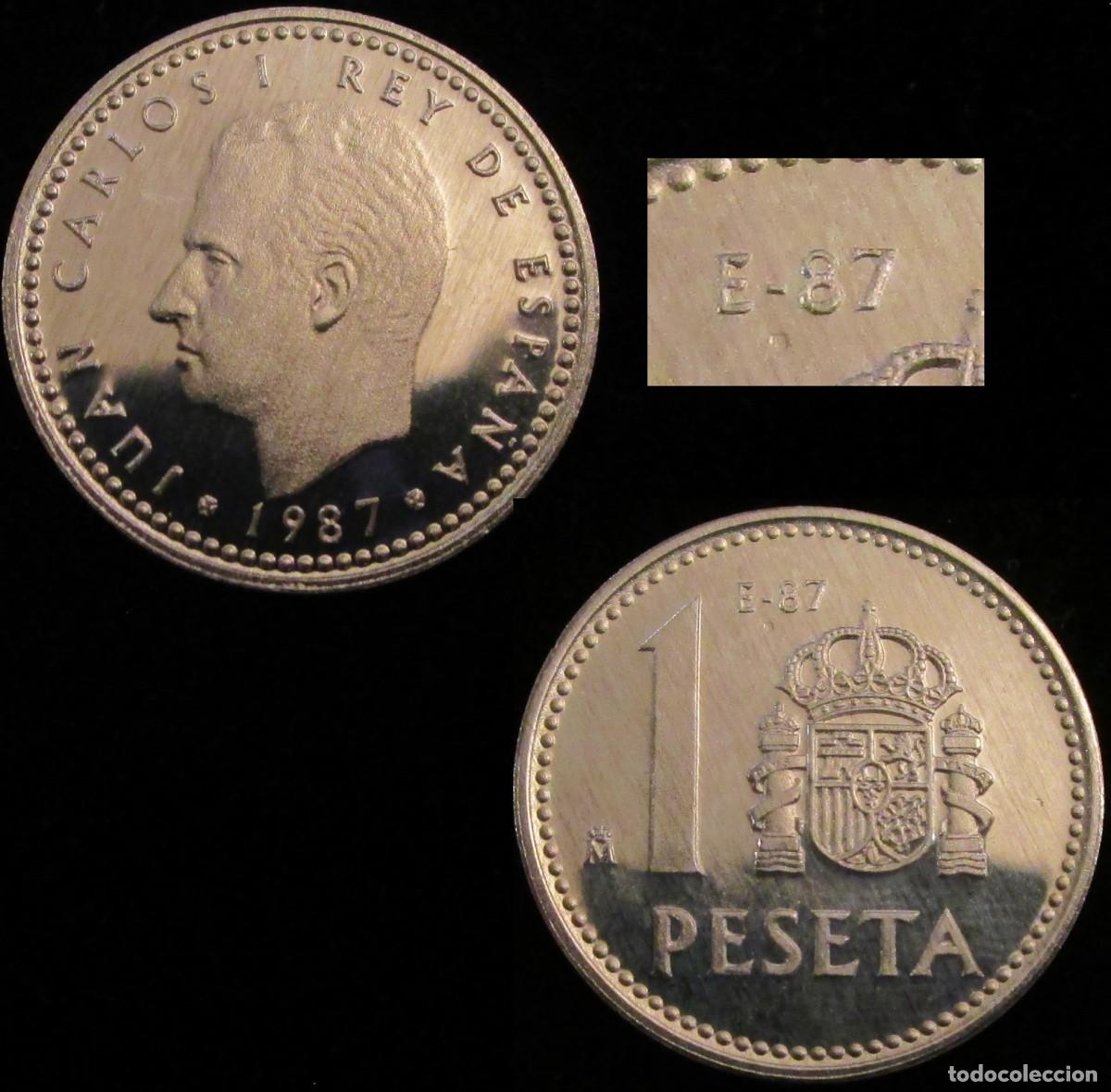 Monedas Juan Carlos I: *GUTSE* J. CARLOS I-1, 1 PESETA 1987, *E-87*, III EXP. NAC. NUMISMATICA, PROOF.