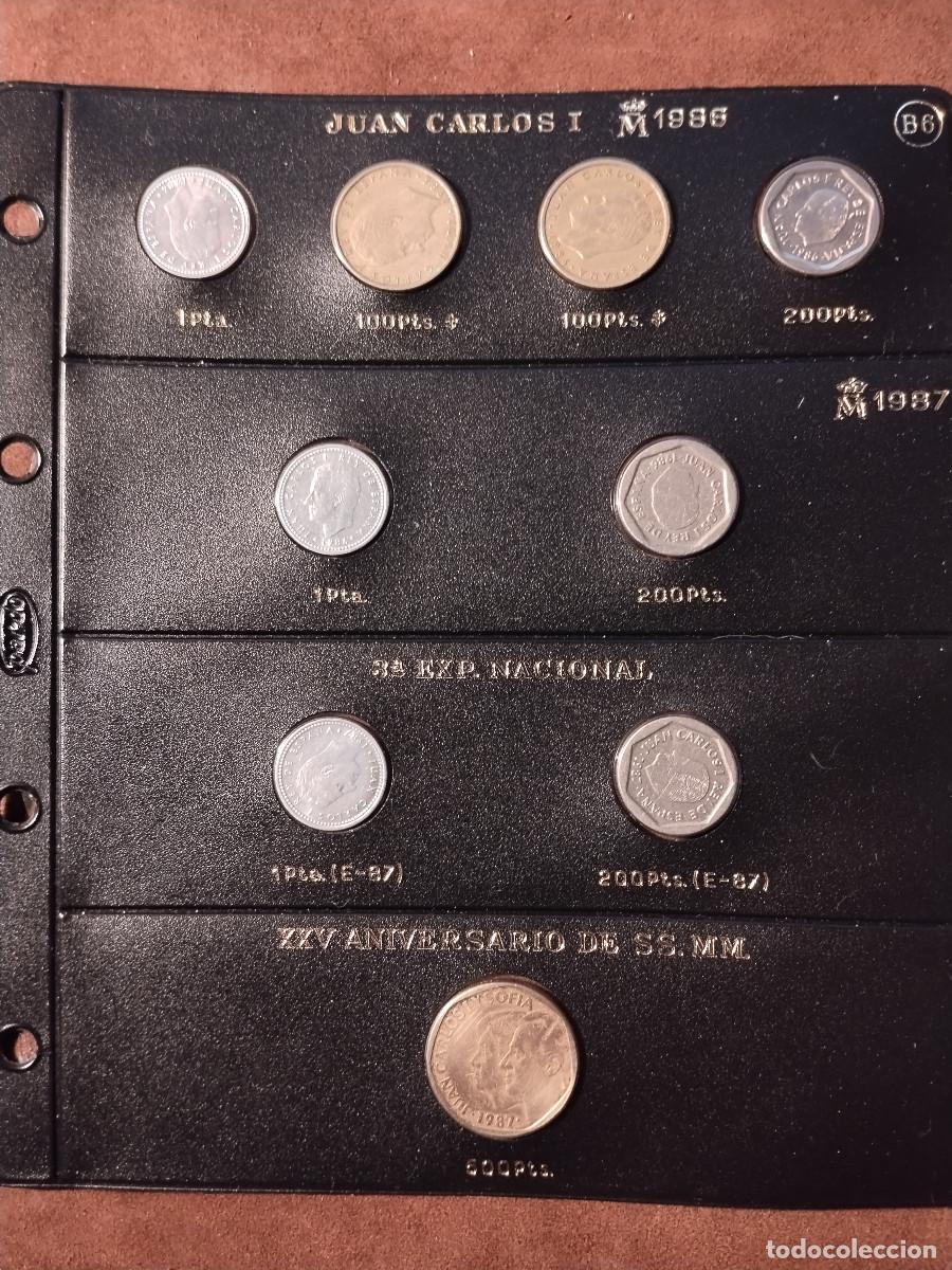 Monedas Juan Carlos I: Lote de monedas Juan Carlos I (1986&ndash;1987) en hoja expositora