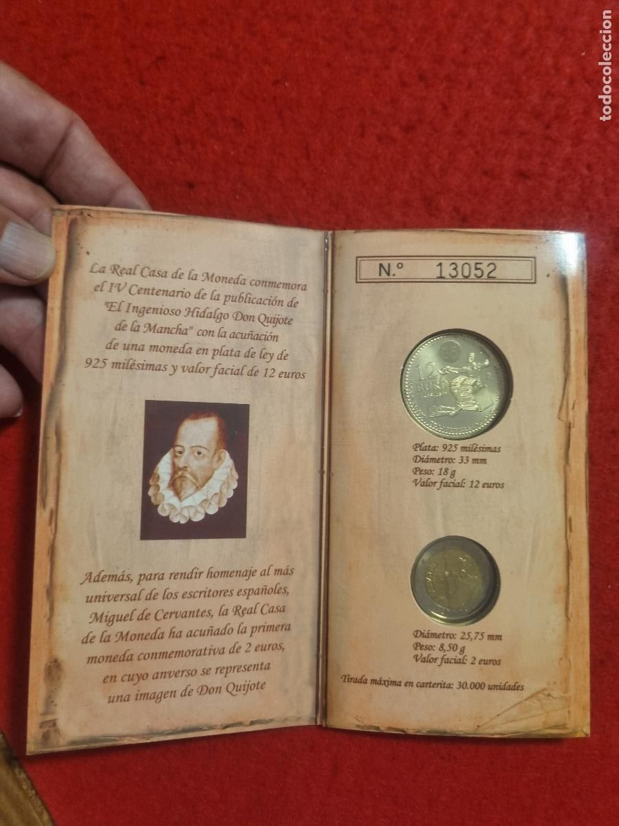Monedas Juan Carlos I: MONEDA 12 EUROS 2005 CERVANTES Y 2 EUROS EN ESTUCHE FNMT ORIGINAL T