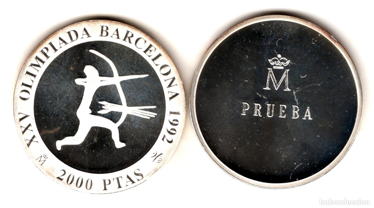 Monedas Juan Carlos I: ESPA&Ntilde;A 2000 pesetas plata PRUEBA - XXV OLIMPIADA BARCELONA 1992 - ARQUERO